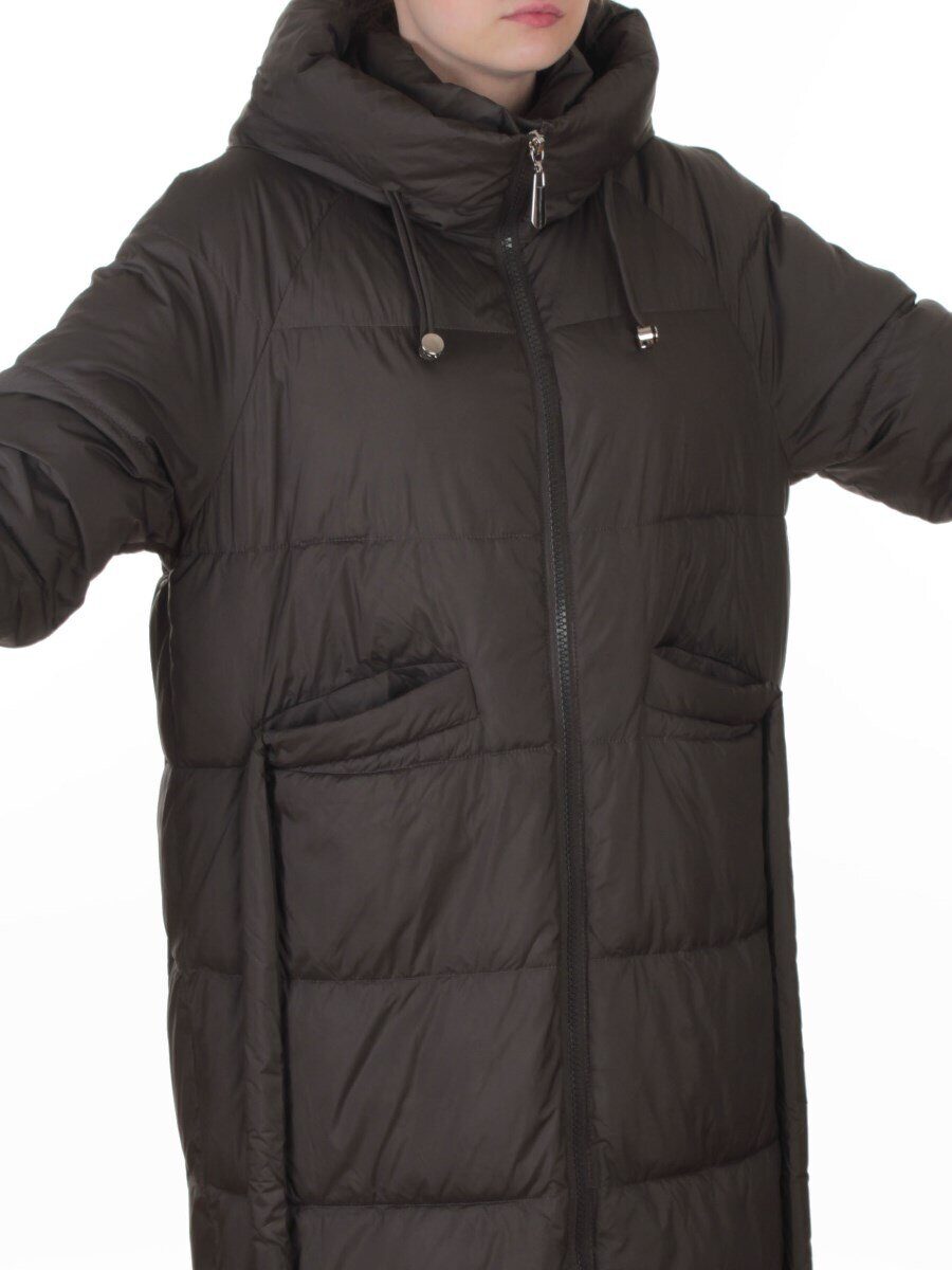 8891 GRAY/BROWN Пальто зимнее женское (200 гр. холлофайбер)