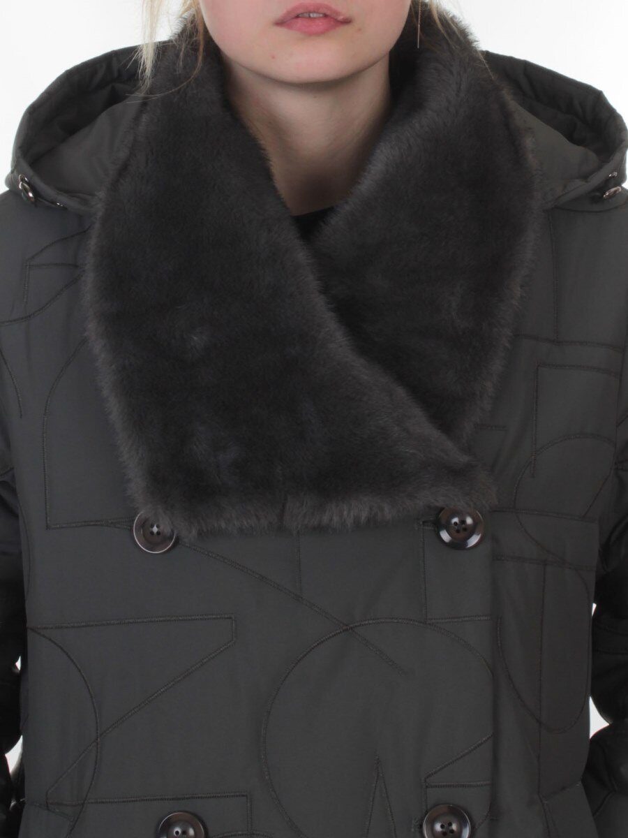 A617 GRAY/GREEN Пальто зимнее женское (верблюжья шерсть, 120 гр. холлофайбер)
