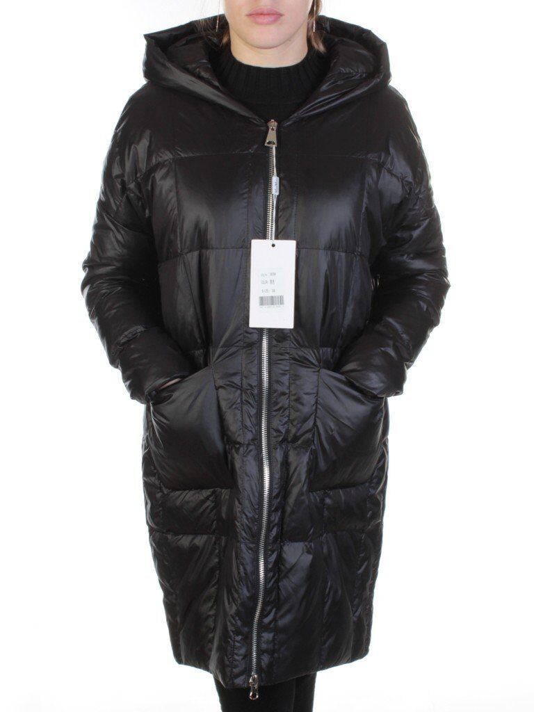 8808 BLACK Пальто женское демисезонное (100 гр. синтепон)
