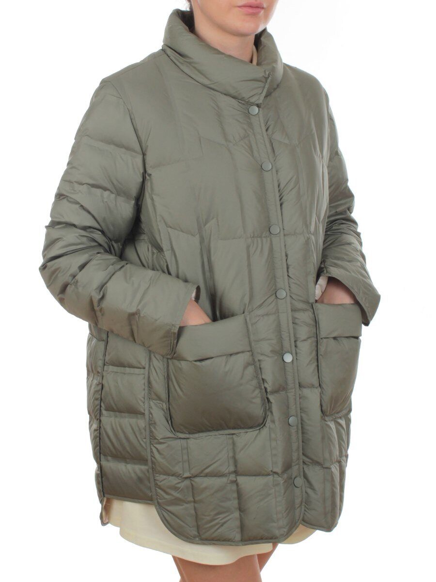 H24-328 GREEN Куртка пуховая облегченная женская (белый утиный пух)