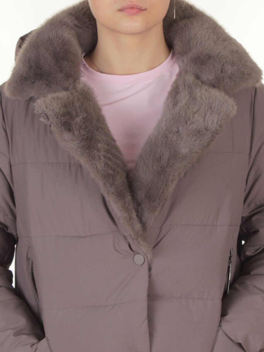 8806 GRAY/LILAC Пальто зимнее женское (200 гр. холлофайбер)
