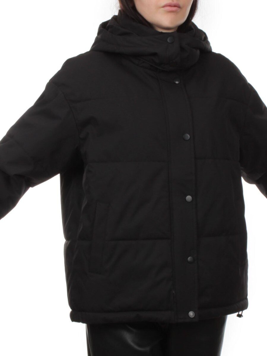 S24-268 BLACK Куртка демисезонная женская (100 гр. холлофайбер)
