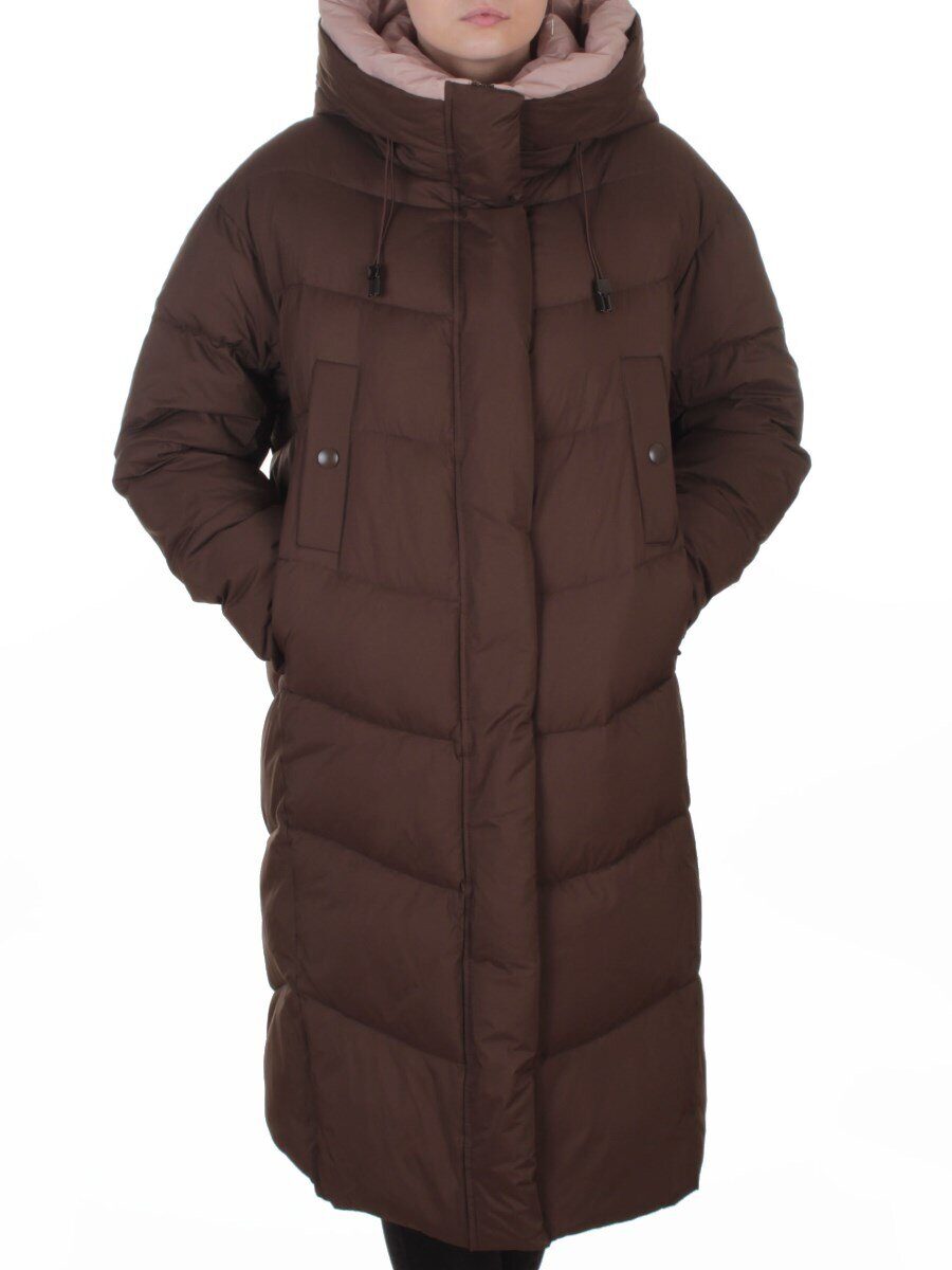 8867 BROWN Пальто зимнее женское (200 гр. холлофайбер)