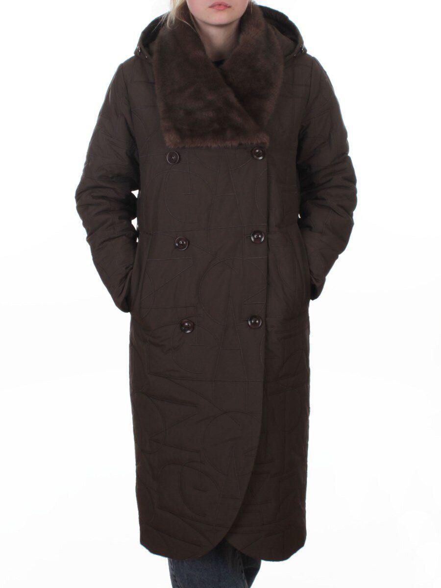 A617 BROWN Пальто зимнее женское (верблюжья шерсть, 120 гр. холлофайбер)