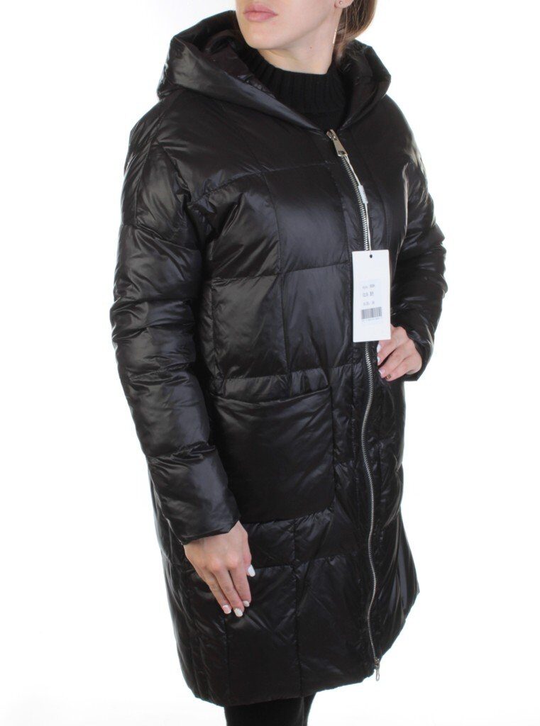 8808 BLACK Пальто женское демисезонное (100 гр. синтепон)