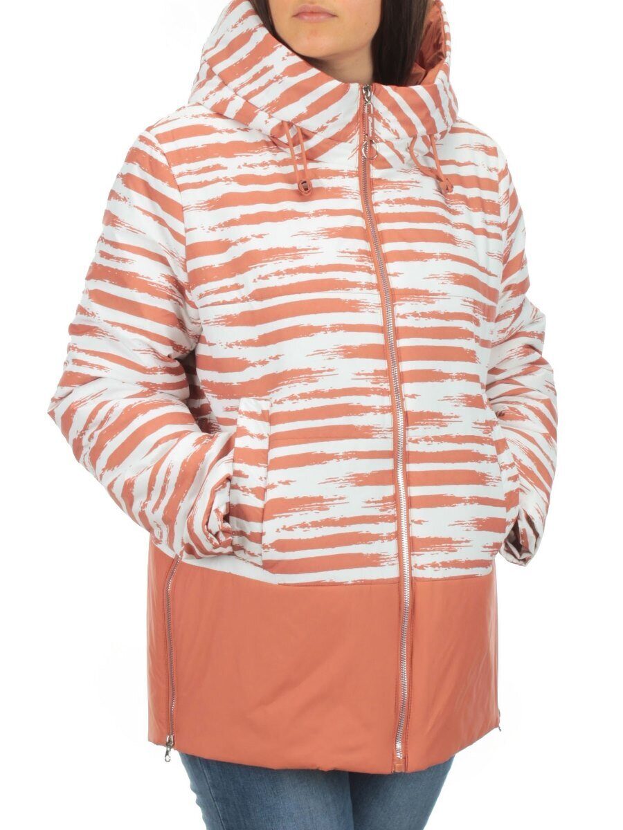M8295 WHITE/TERRACOTTA Куртка демисезонная женская (100 гр. синтепон) Maria