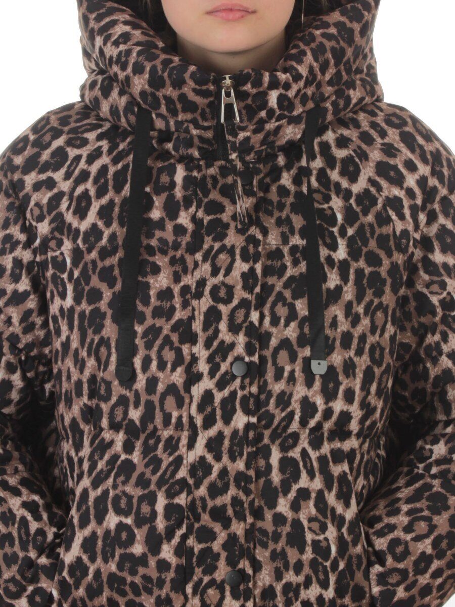 24-801 BROWN/LEOPARD Пальто зимнее женское (200 гр. холлофайбер)