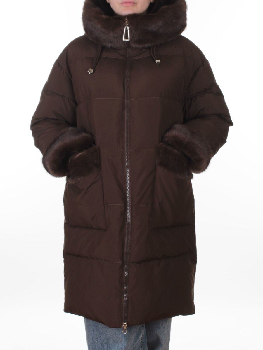 6093 BROWN (COFFEE) Куртка зимняя женская оверсайз (200 гр. холлофайбер)