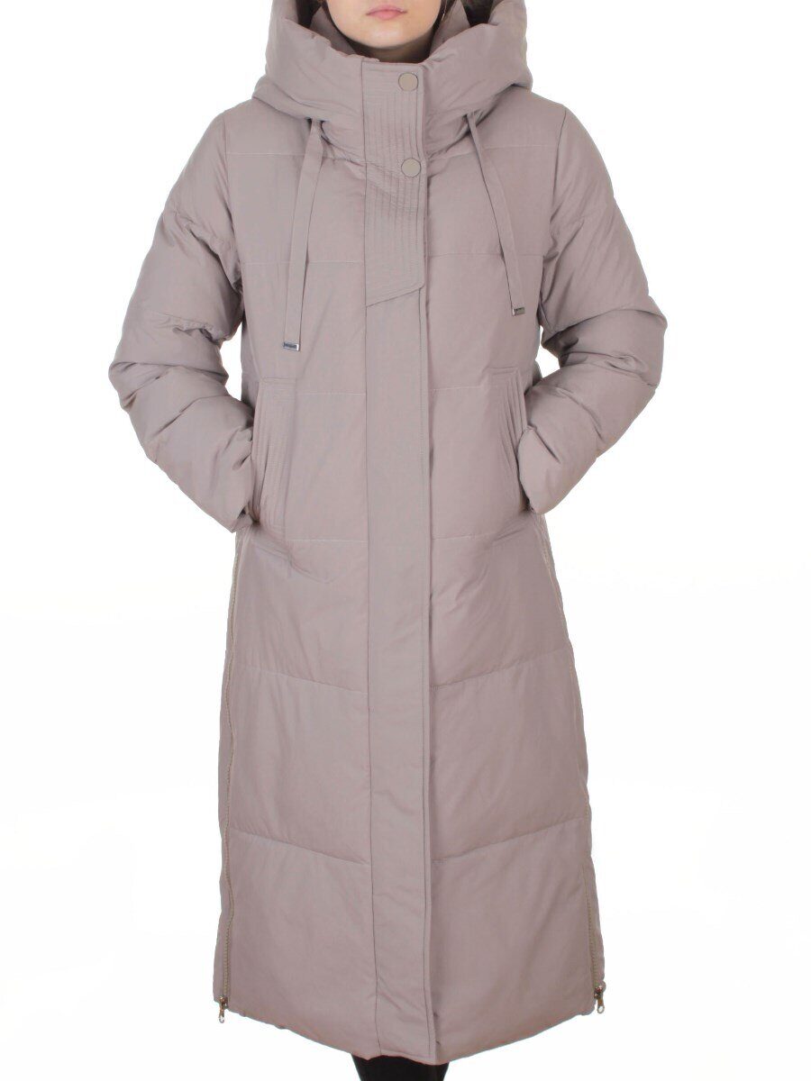 8312 GRAY/BEIGE Пальто зимнее женское (200 гр. холлофайбер)