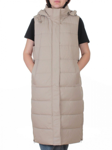 817 BEIGE Жилет утепленный зимний женский (150 гр. холлофайбер)