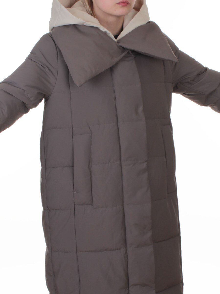 A610 GRAY Пальто зимнее женское со съемным жилетом (200 гр. био-пух)