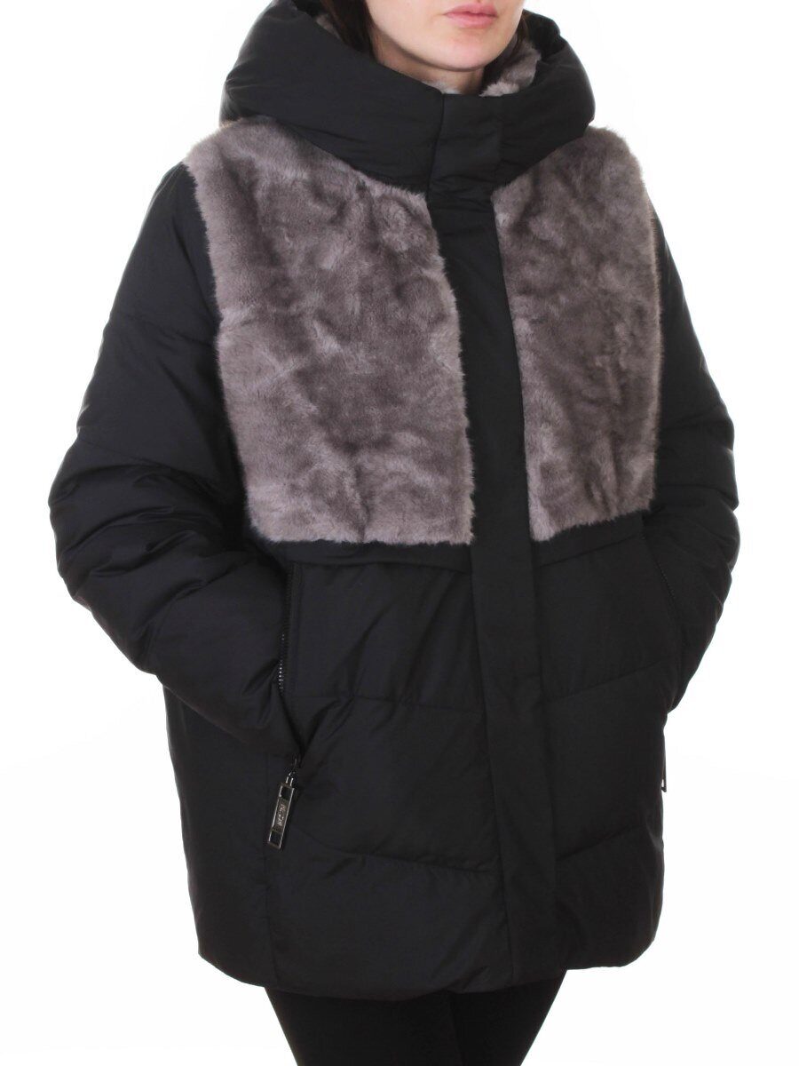 M-8869 BLACK Куртка зимняя женская (150 гр. холлофайбер)