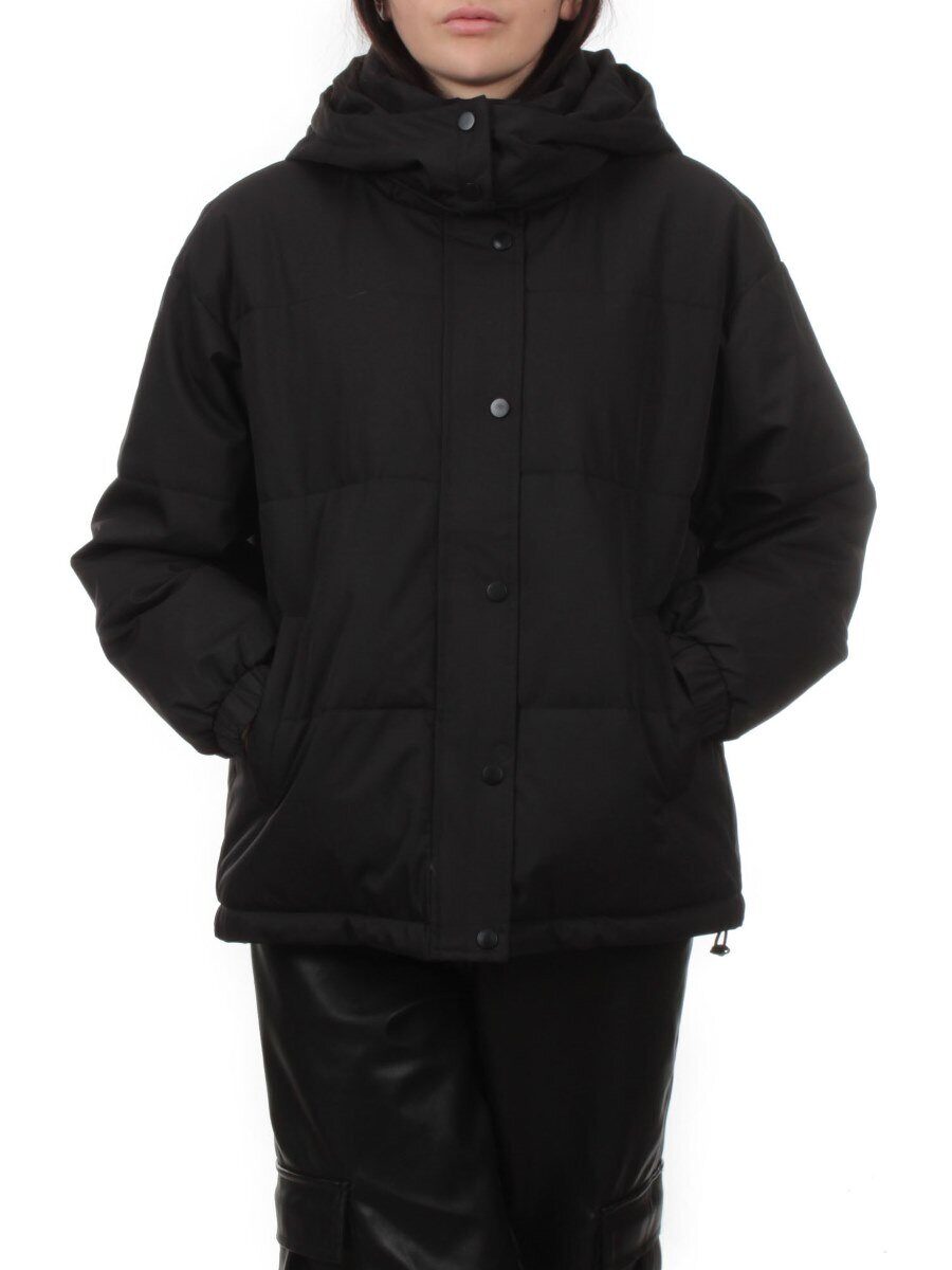 S24-268 BLACK Куртка демисезонная женская (100 гр. холлофайбер)