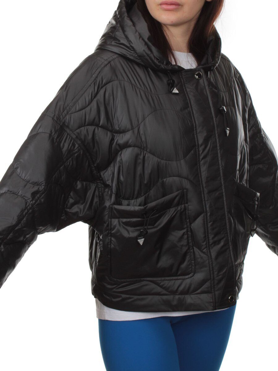 23-022 BLACK Куртка оверсайз демисезонная женская (синтепон 100 гр.)