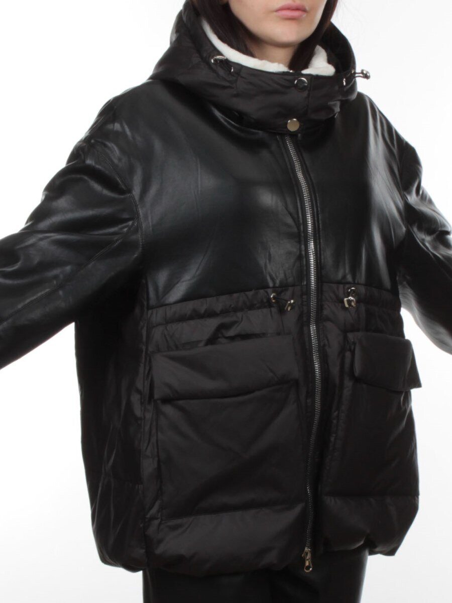 H24-210 BLACK Куртка демисезонная женская (100 гр. холлофайбер)