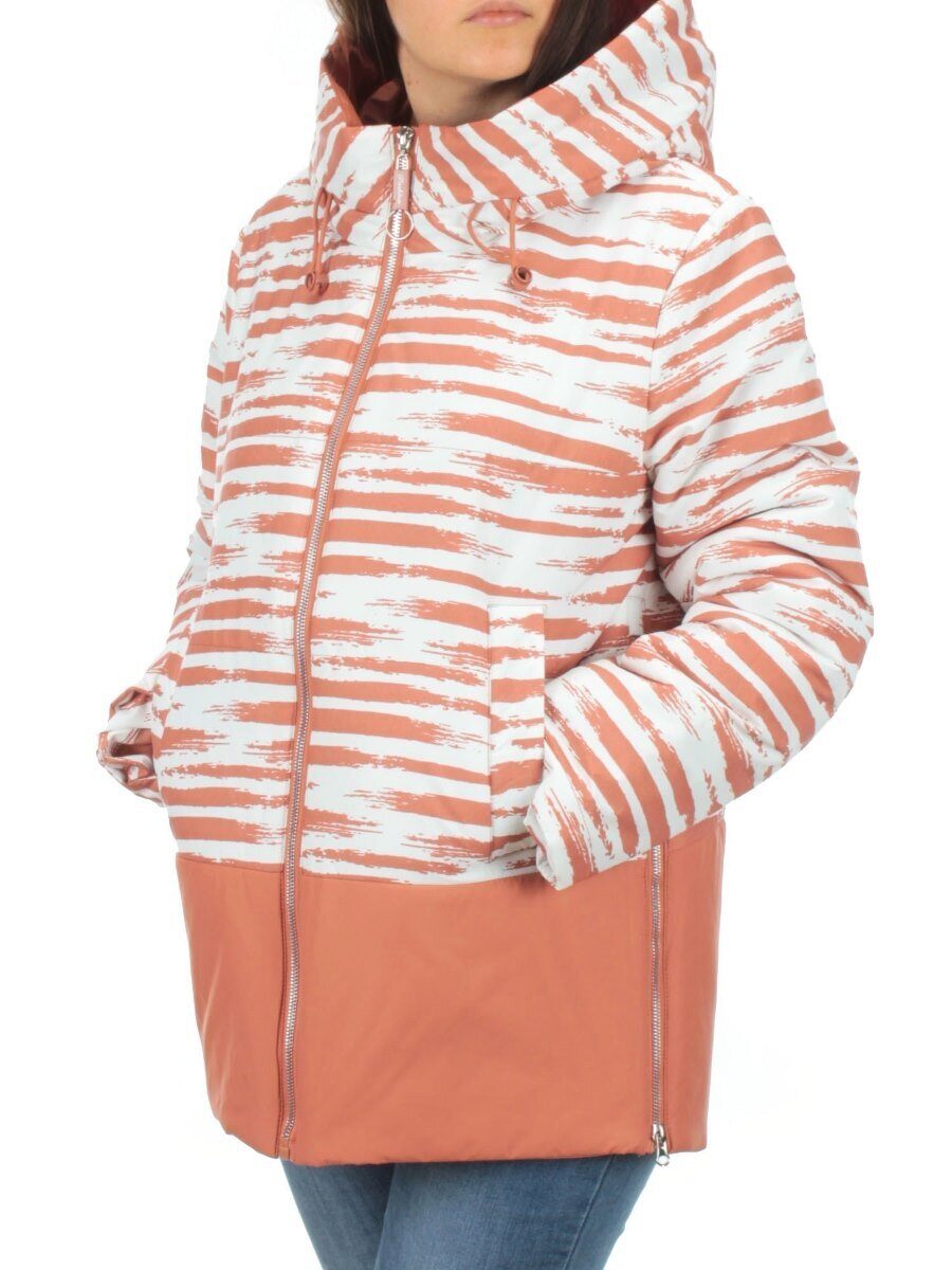 M8295 WHITE/TERRACOTTA Куртка демисезонная женская (100 гр. синтепон) Maria