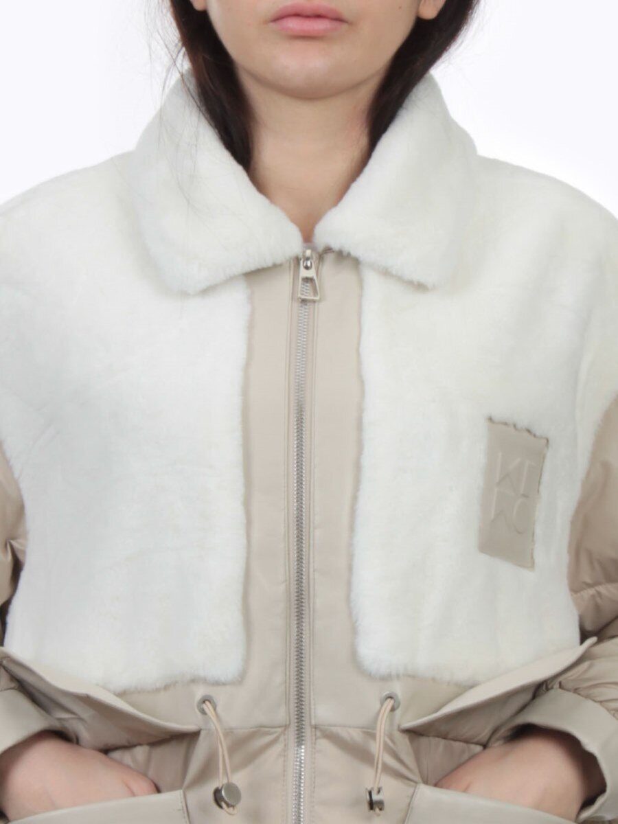 H24-223 BEIGE Куртка демисезонная женская (100 гр. холлофайбер)