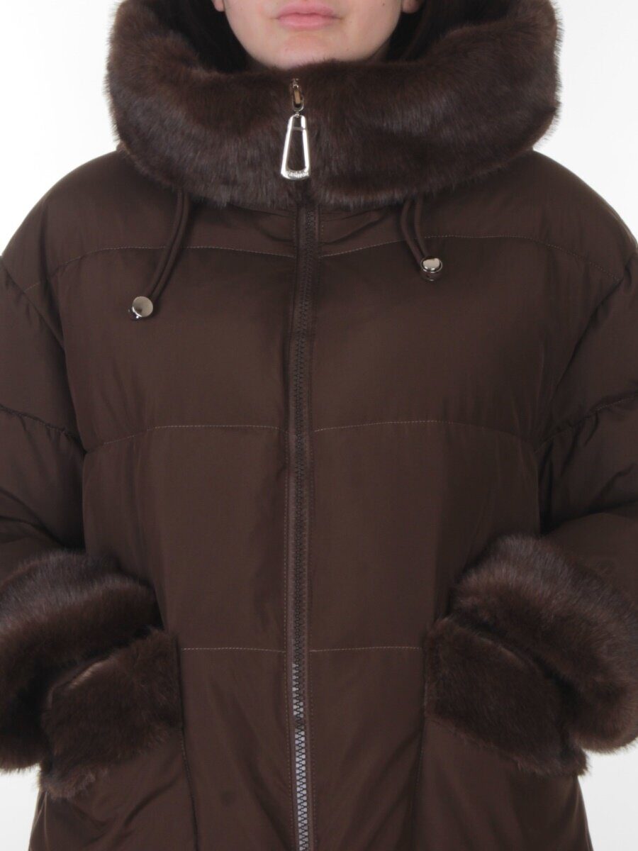 6093 BROWN (COFFEE) Куртка зимняя женская оверсайз (200 гр. холлофайбер)