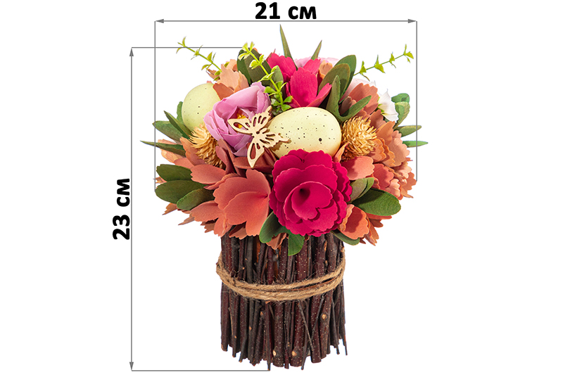 БЫЛО 1790 руб! Цветочная композиция 21*21*23 см,