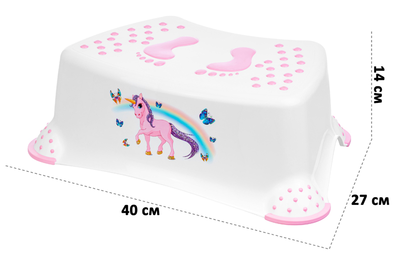 БЫЛО 481 руб! Подставка детская 40*27*14 см, белая с розовым (модель 389)