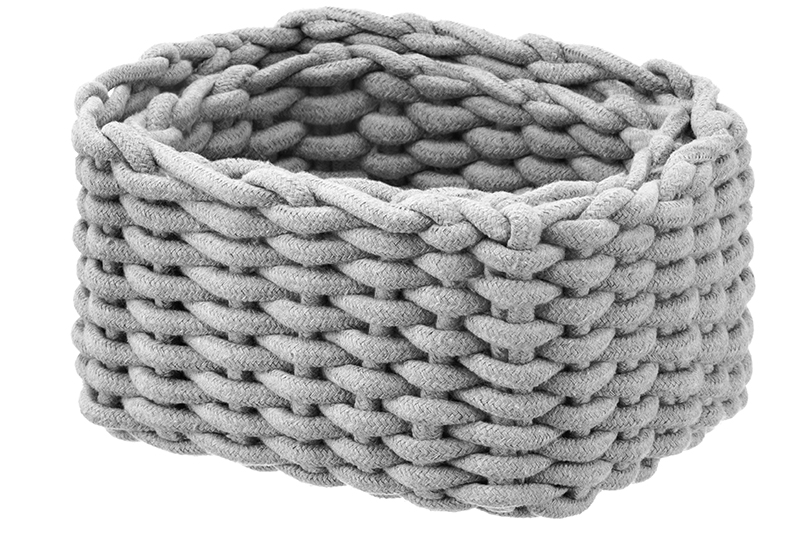 БЫЛО 1334 руб! Набор 2 вязаных корзин 1 корзинка 26*22*15 см, 1 корзинка 24*16*12 см, прямоугольный серый