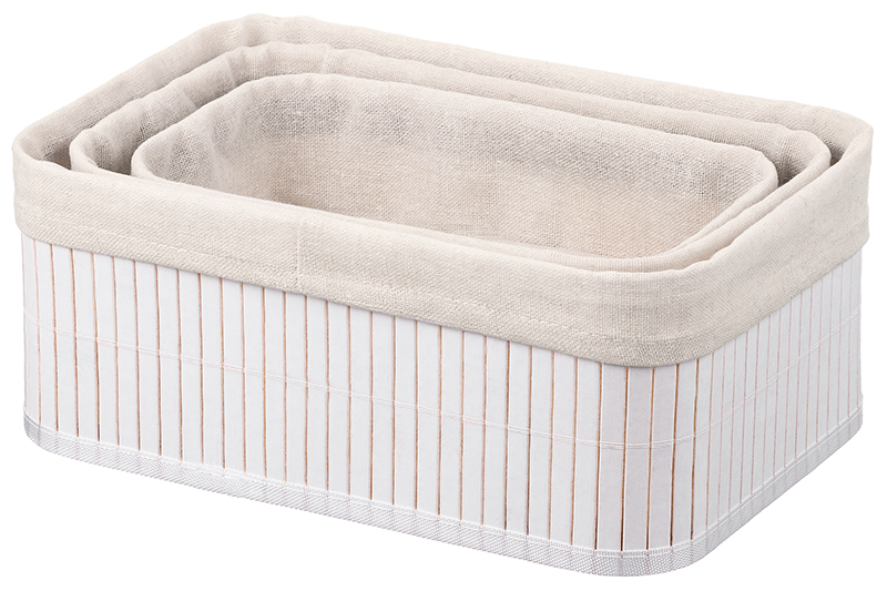 БЫЛО 1039 руб! Набор 3 корзин 1 корзина 30,5*20,5*12 см, 1 корзина 27,5*17,5*10 см, 1 корзина 24,5*14,5*8 см, белый