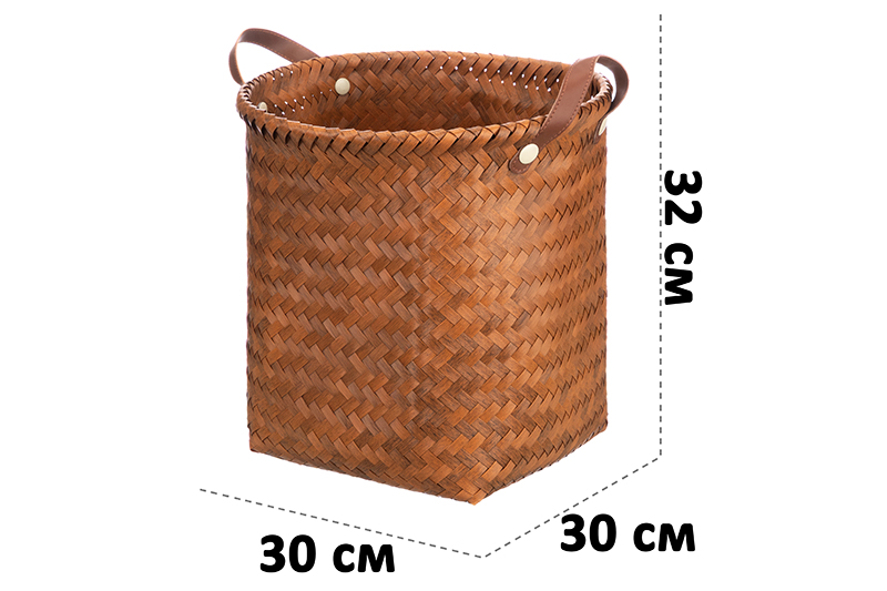 БЫЛО 1351 руб! Корзина плетеная д/хранения 30*30*32 см, с ручками, полиротанг