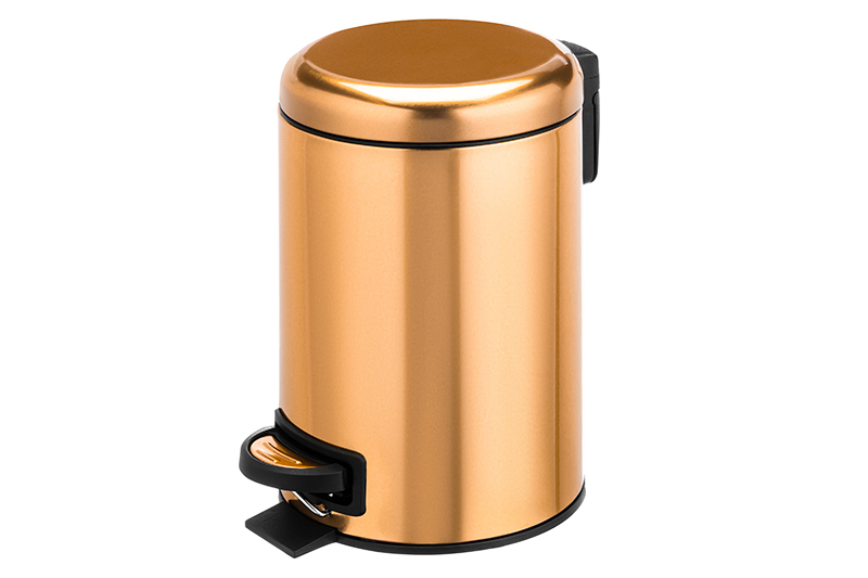 БЫЛО 977 руб! Контейнер для мусора 3 л 22,5*17*26,5 см с педалью + ведро, бронзовый
