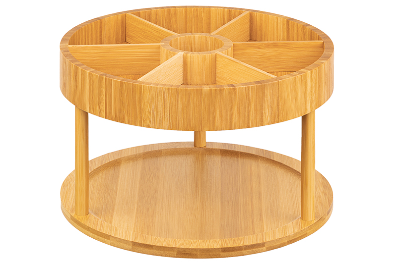 БЫЛО 2711 руб! Подставка 2-уровневая 30*30*20 см, многофункциональная, вращающаяся, бамбук