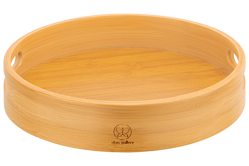 БЫЛО 915 руб! Поднос 25*25*5 см, круглый, бамбук
