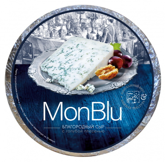 MonBlu с голубой плесенью 45% Бобровский сырзавод