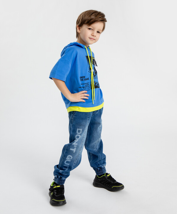 1720 р.  2150 р.  Джинсовые джоггеры с принтом синие для мальчика Button Blue