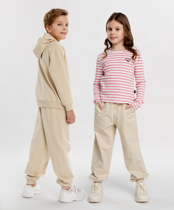 912 р.  1139 р.  Джоггеры базовые бежевые детские Button Blue