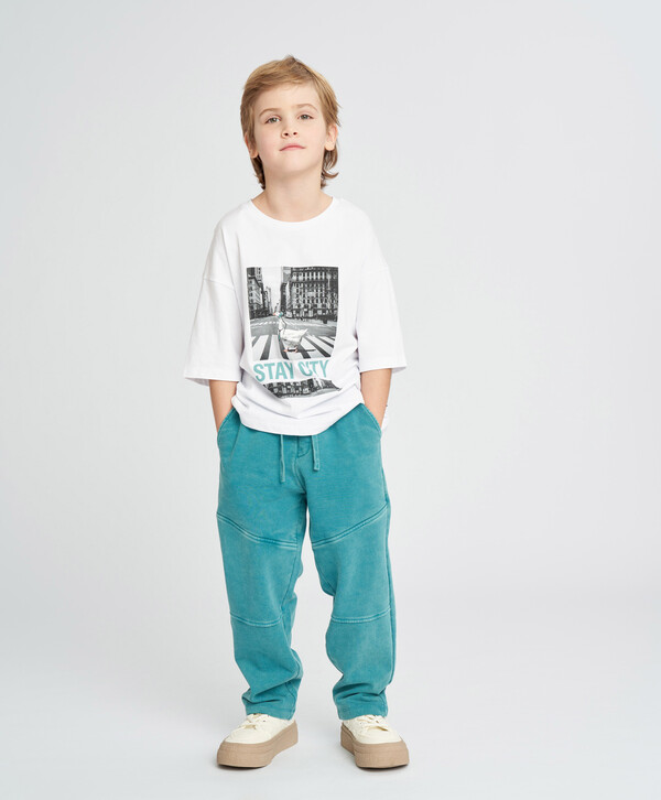 1610 р.  2300 р.  Брюки спортивные детские бирюзовые с потертостями Button Blue