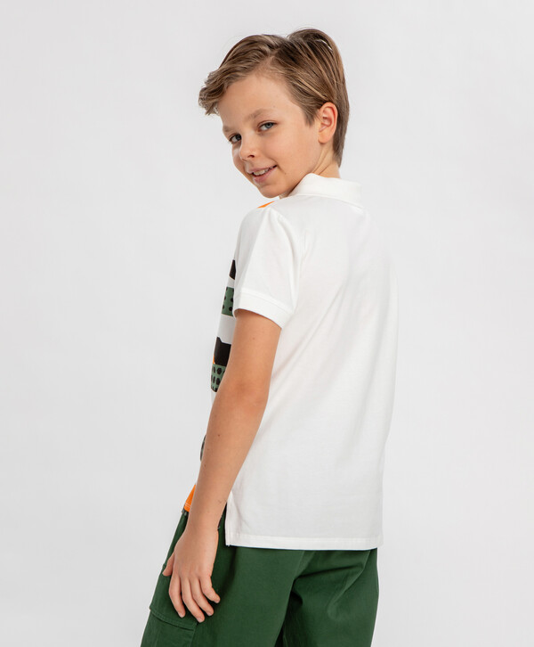 1080 р.  1350 р.  Футболка поло с принтом мультицвет для мальчика Button Blue