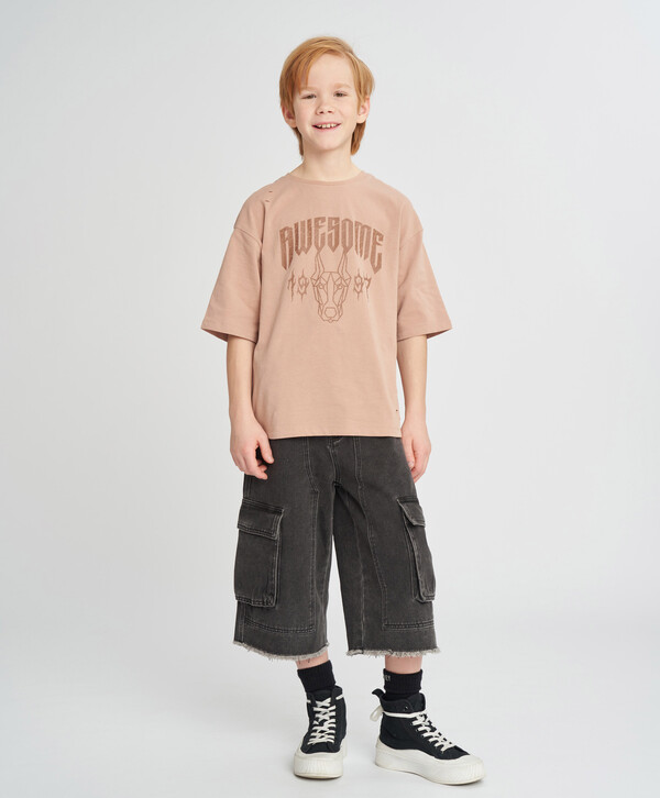 1645 р.  2350 р.  Шорты бермуды джинсовые детские с рваным краем серые Button Blue