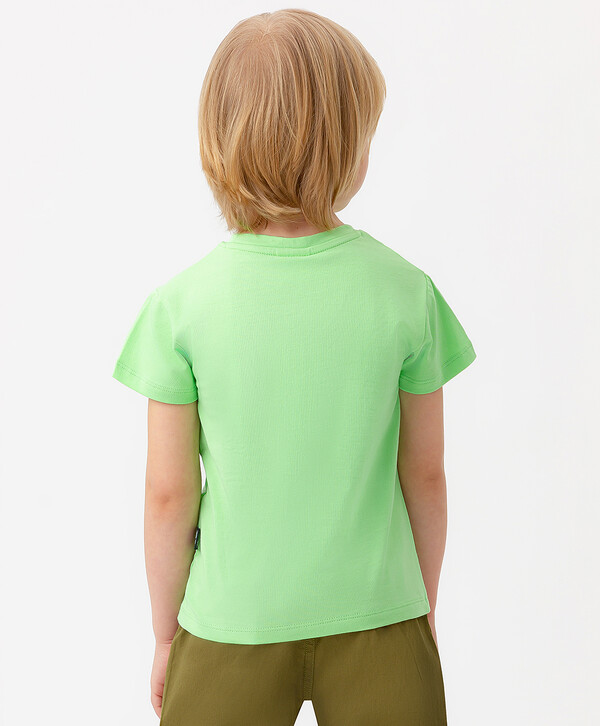 600 р.  750 р.  Футболка из хлопка с принтом салатовая для мальчика Button Blue
