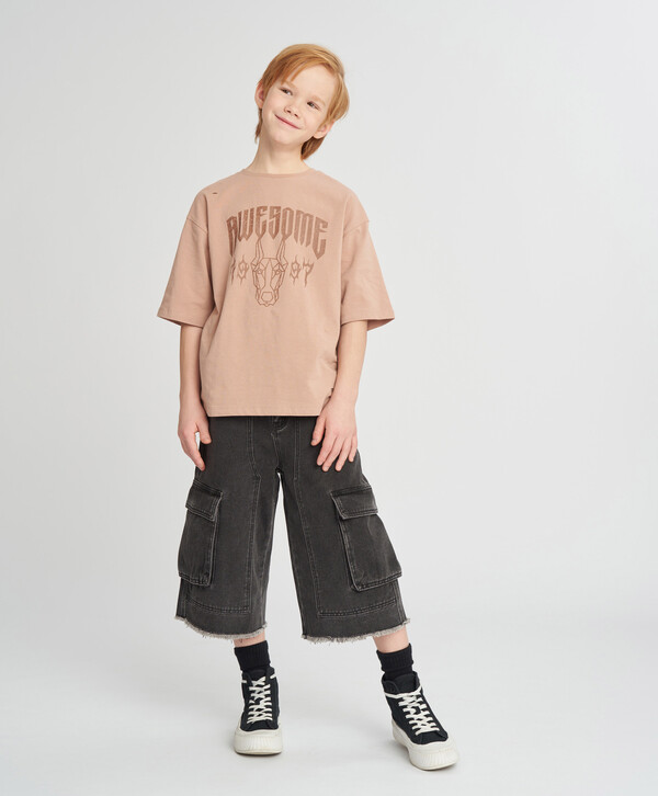 1645 р.  2350 р.  Шорты бермуды джинсовые детские с рваным краем серые Button Blue