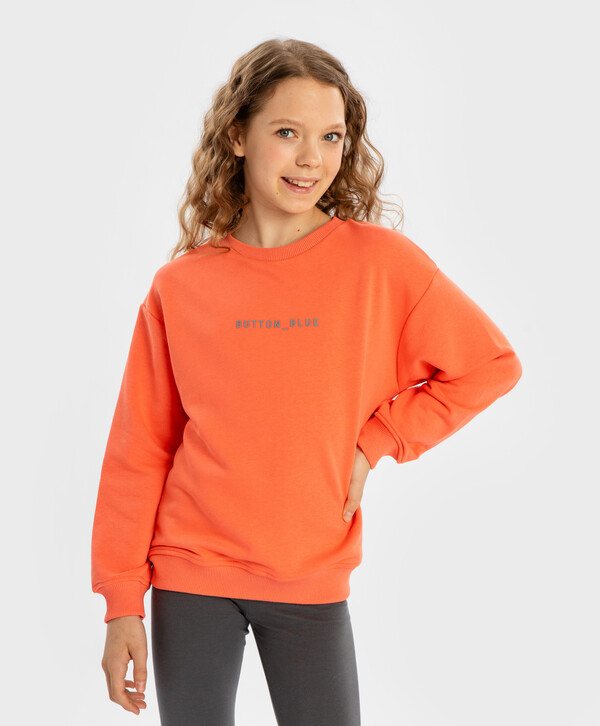 912 р.  1139 р.  Толстовка базовая с длинным рукавом коралловая детская Button Blue