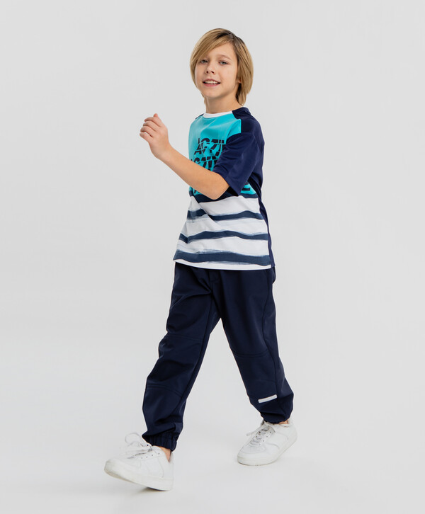 2800 р.  3500 р.  Брюки демисезонные с поясом на резинке синие для мальчика Button Blue