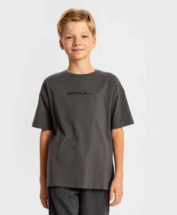 536 р.  670 р.  Футболка с коротким рукавом и принтом серая детская Button Blue