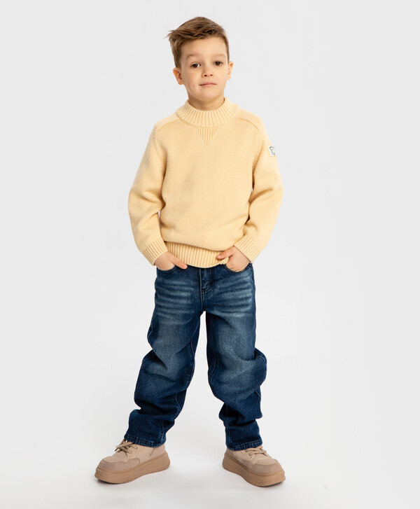 1760 р.  2200 р.  Джинсы утепленные прямые с эффектом варки синие детские Button Blue