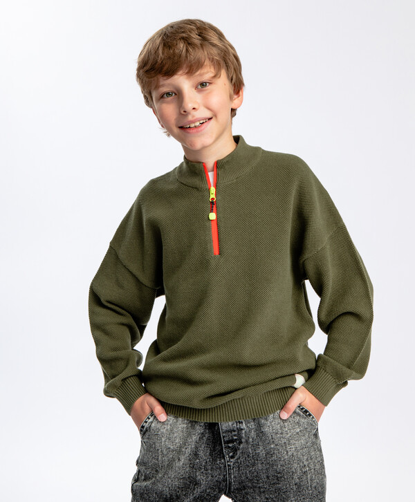 1160 р.  1450 р.  Джемпер на молнии цвета хаки Button Blue