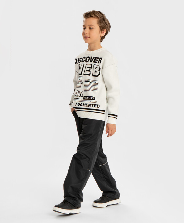 2200 р.  2750 р.  Брюки утепленные демисезонные со светоотражающими элементами черные детские Button Blue