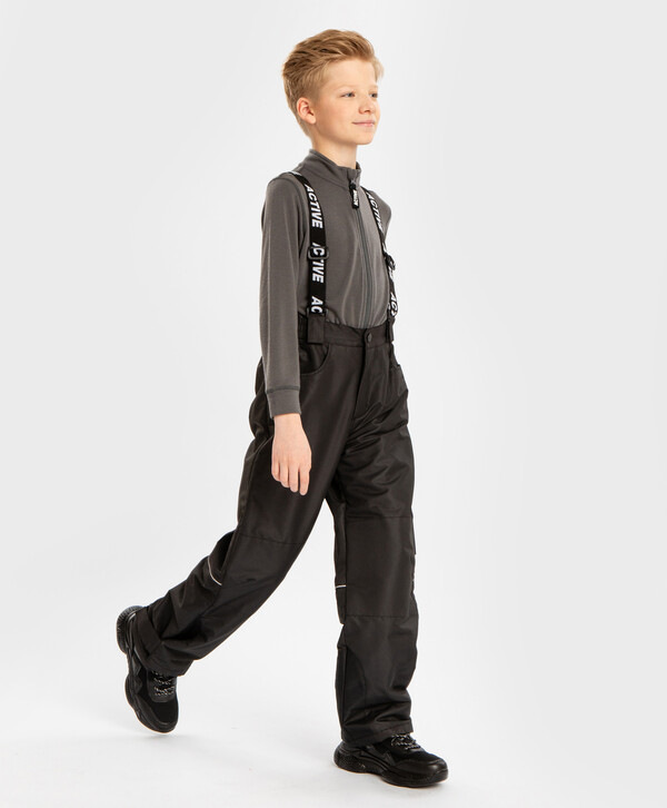 2400 р.  3000 р.  Брюки демисезонные со съемными подтяжками непромокаемые черные детские Button Blue