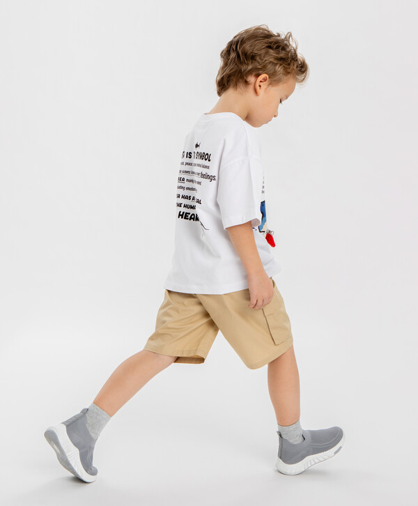 1480 р.  1850 р.  Шорты-бермуды бежевые для мальчика Button Blue