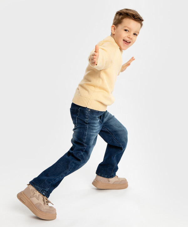 1760 р.  2200 р.  Джинсы утепленные прямые с эффектом варки синие детские Button Blue