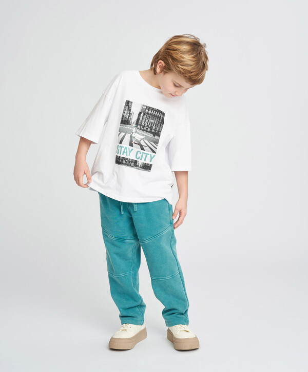 1610 р.  2300 р.  Брюки спортивные детские бирюзовые с потертостями Button Blue