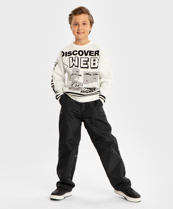 2200 р.  2750 р.  Брюки утепленные демисезонные со светоотражающими элементами черные детские Button Blue