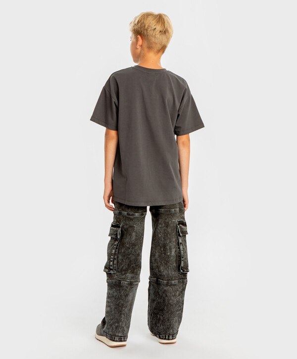 1680 р.  2100 р.  Джинсы багги варенки с внешними швами серые детские Button Blue